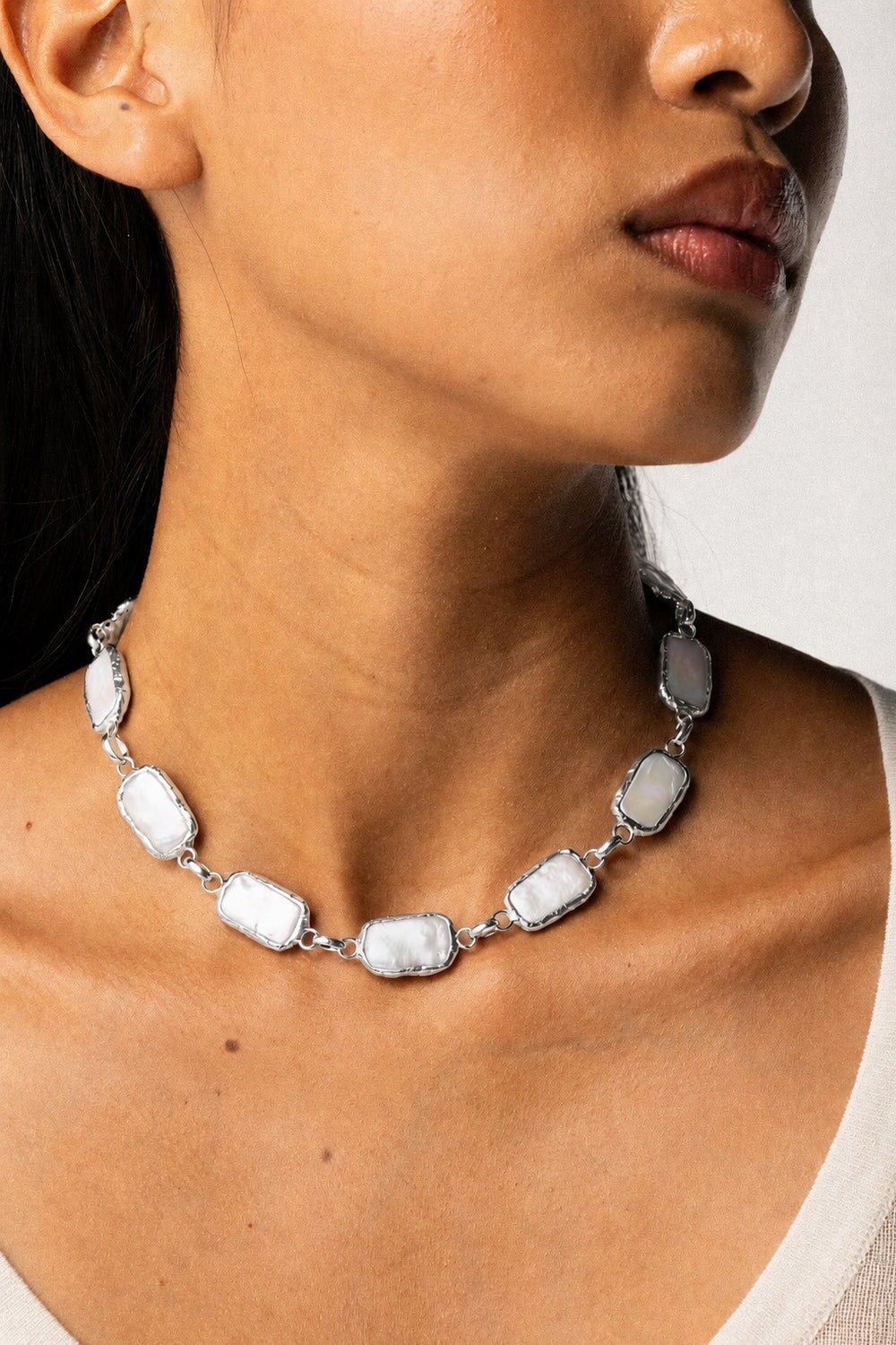 Mermaid Pearl Necklace in Silver