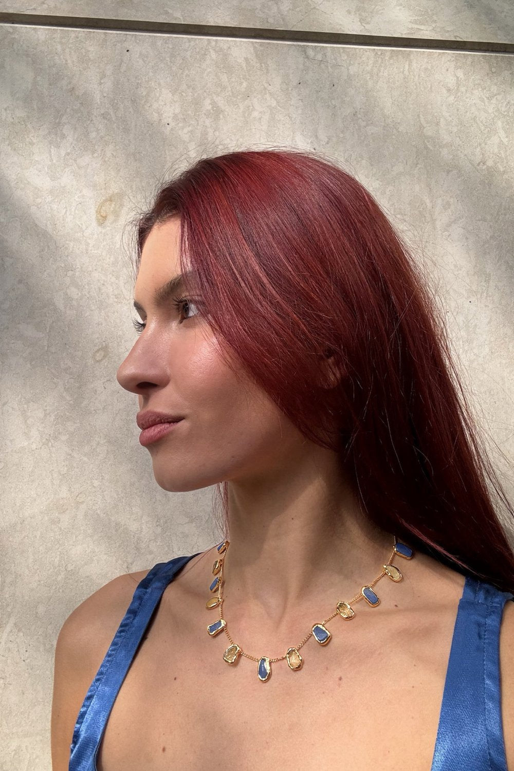 Mini Crystal Chain Necklace in Gold