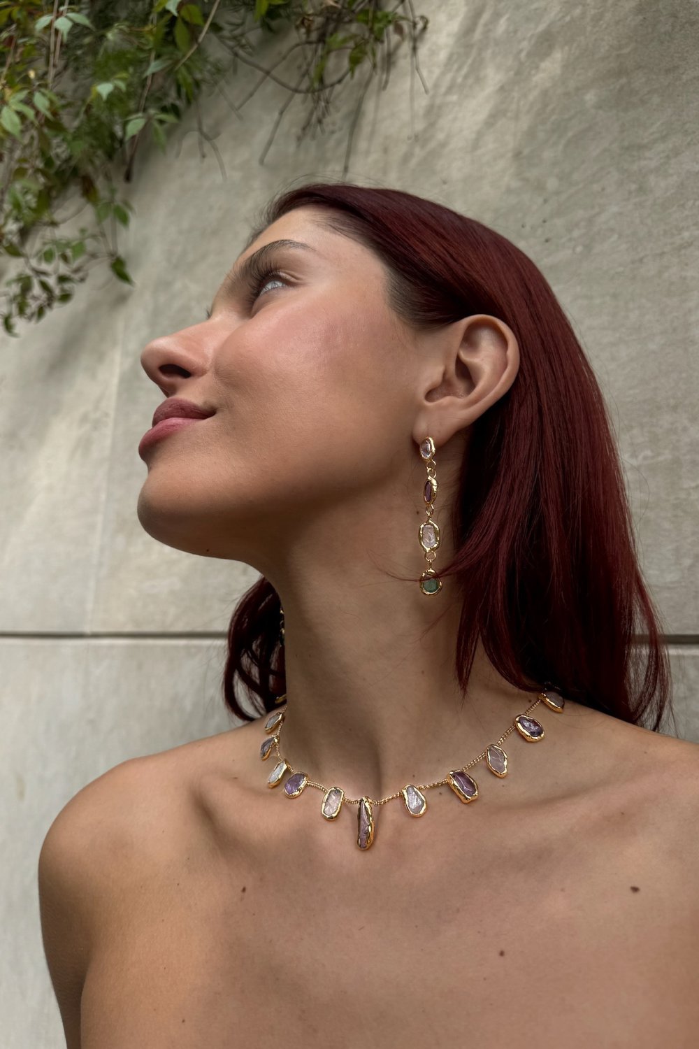 Mini Crystal Chain Necklace in Gold