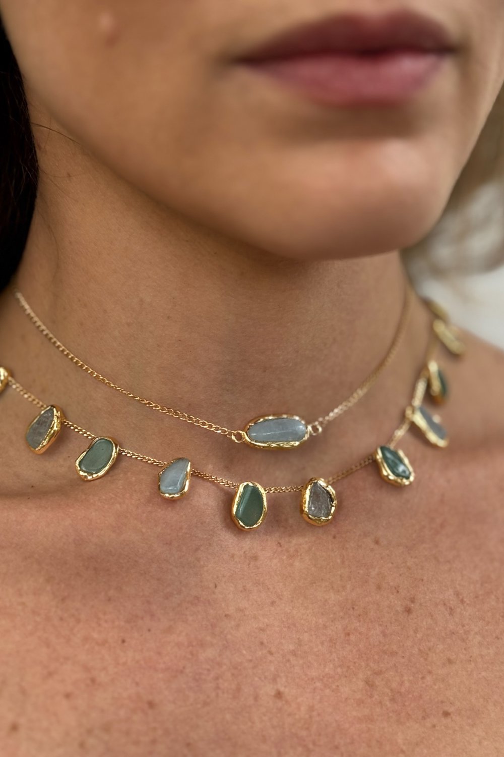 Mini Crystal Chain Necklace in Gold