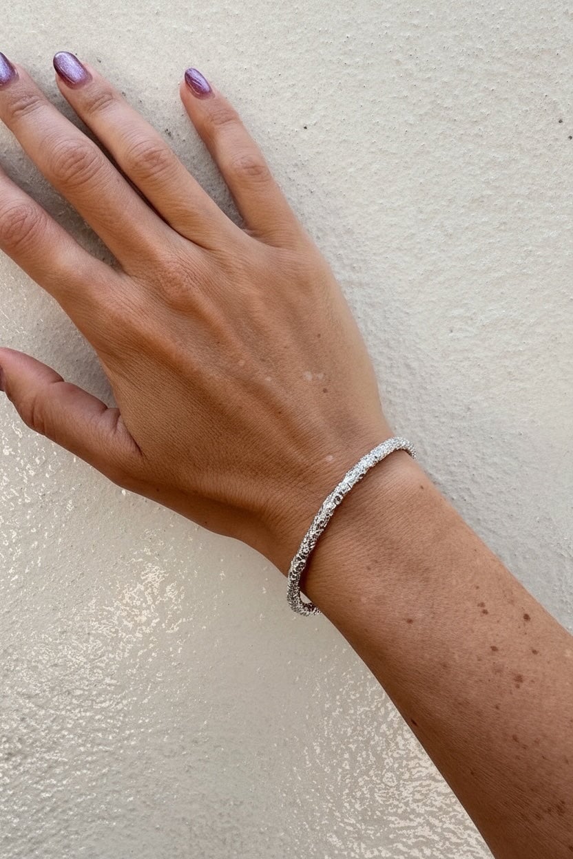Molten Bar Bracelet in Silver