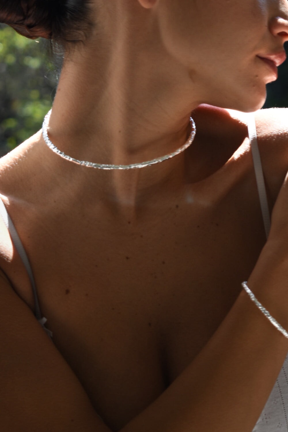 Molten Choker in Silver