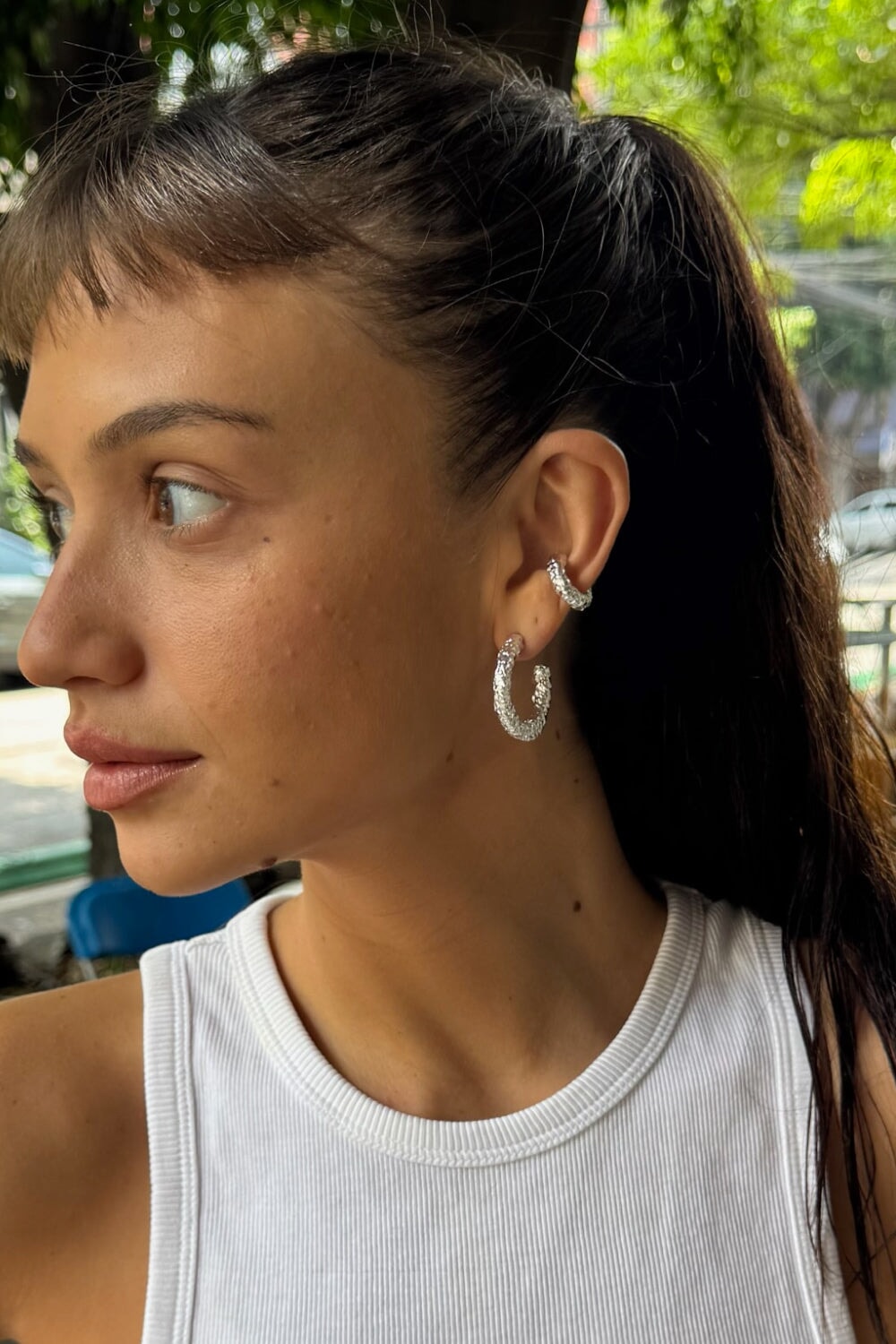 Molten Hoops in Silver