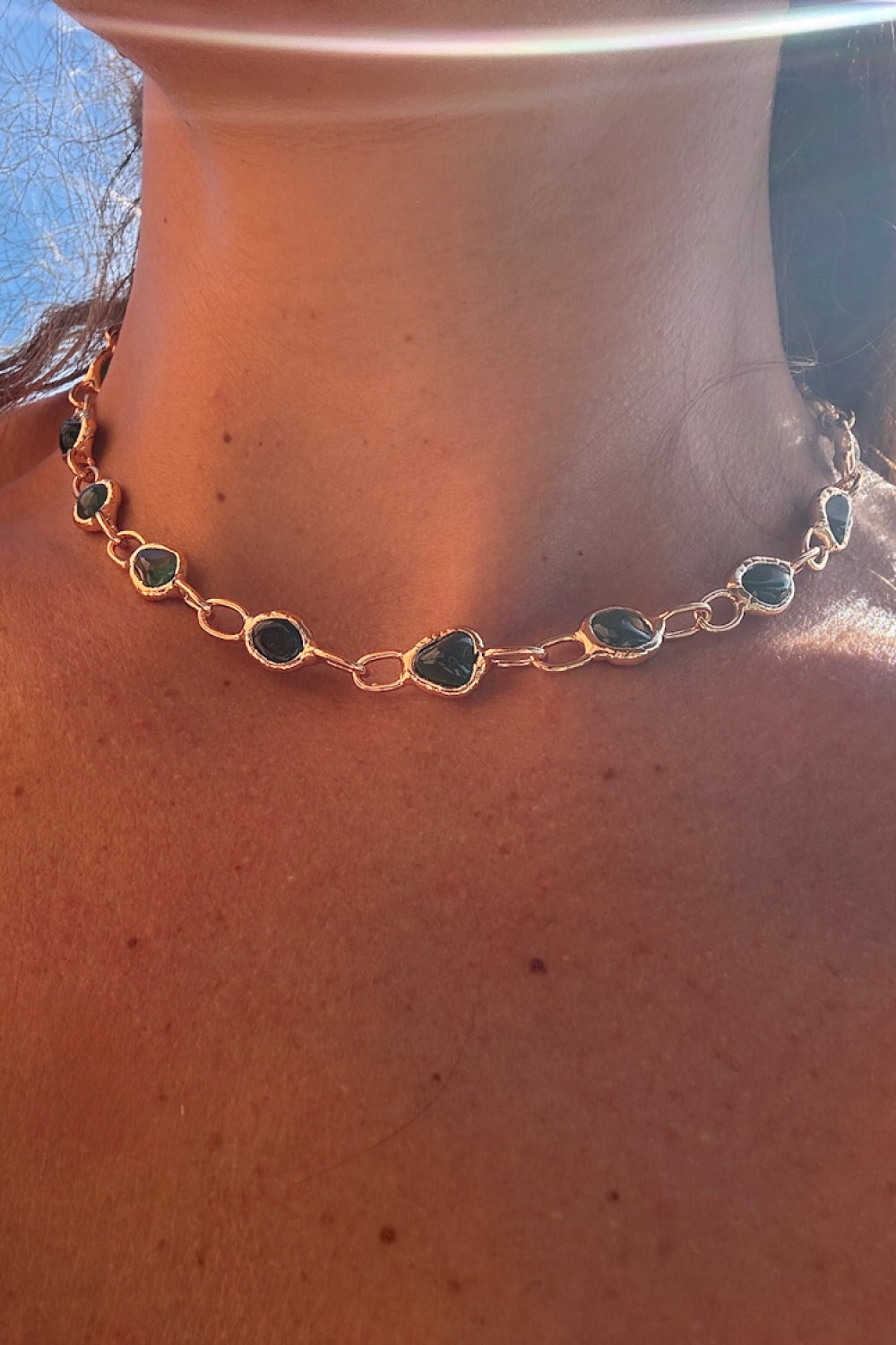 Molten Jade Necklace in Gold