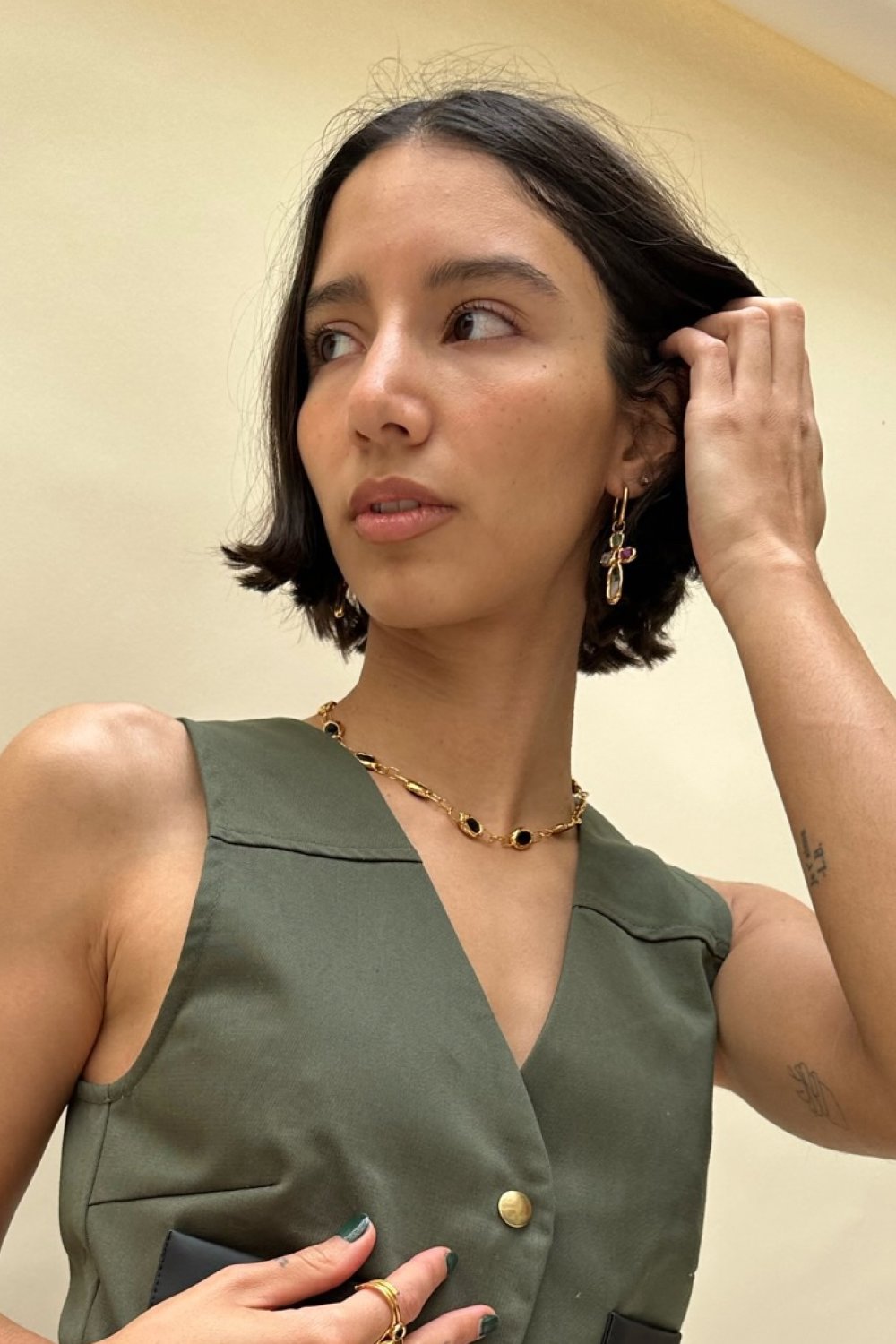 Onyx Square Link Necklace