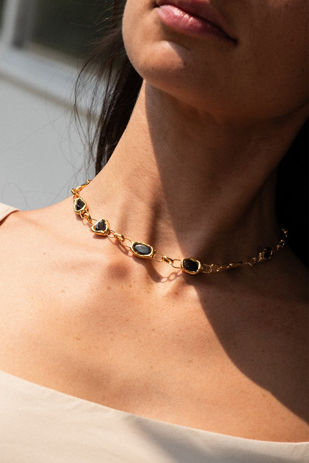 Onyx Square Link Necklace