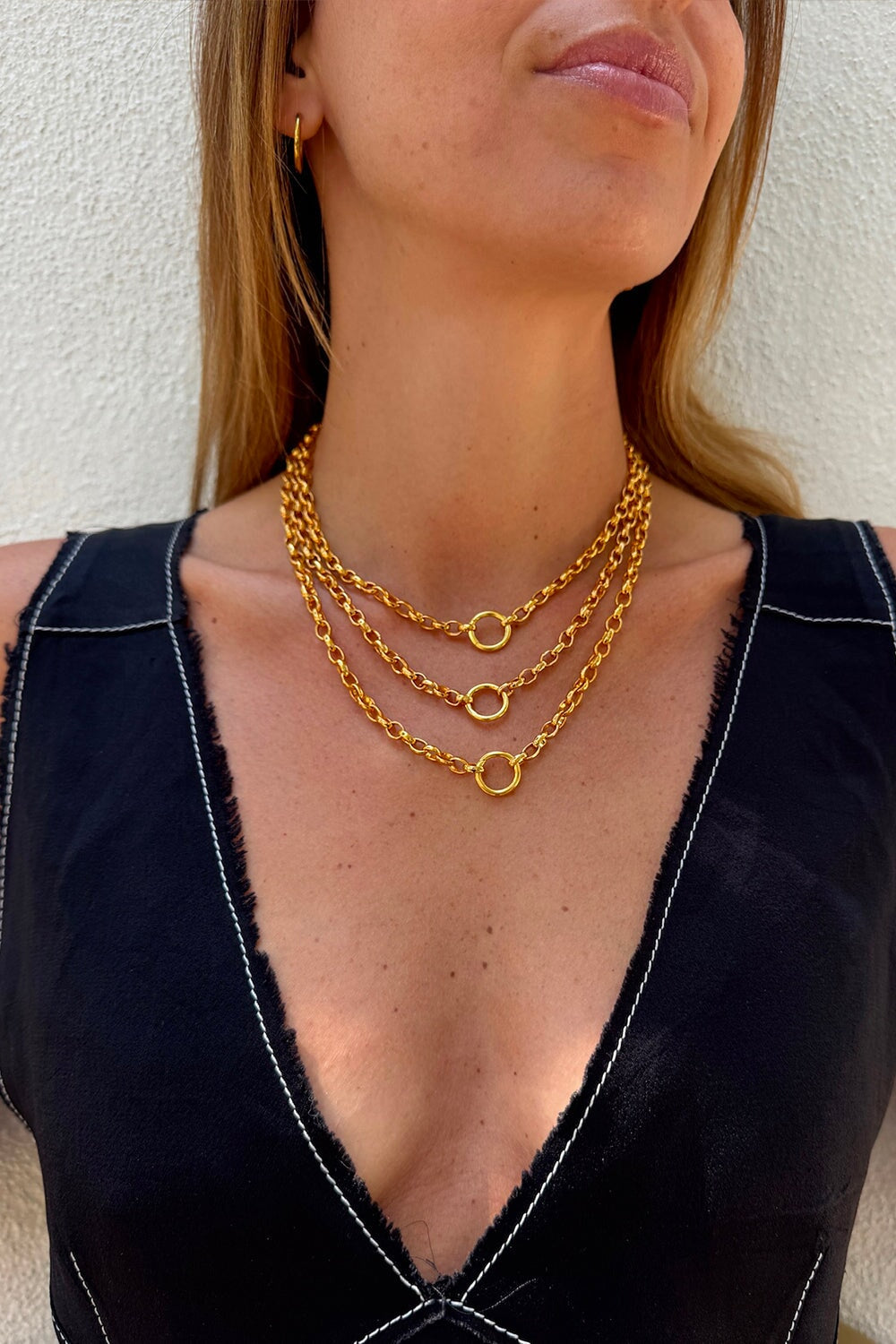 Oval Charm Loop Chain in Gold