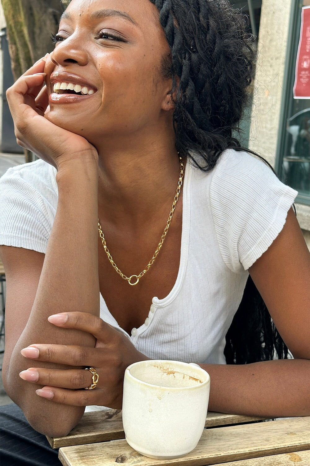 Oval Charm Loop Chain in Gold