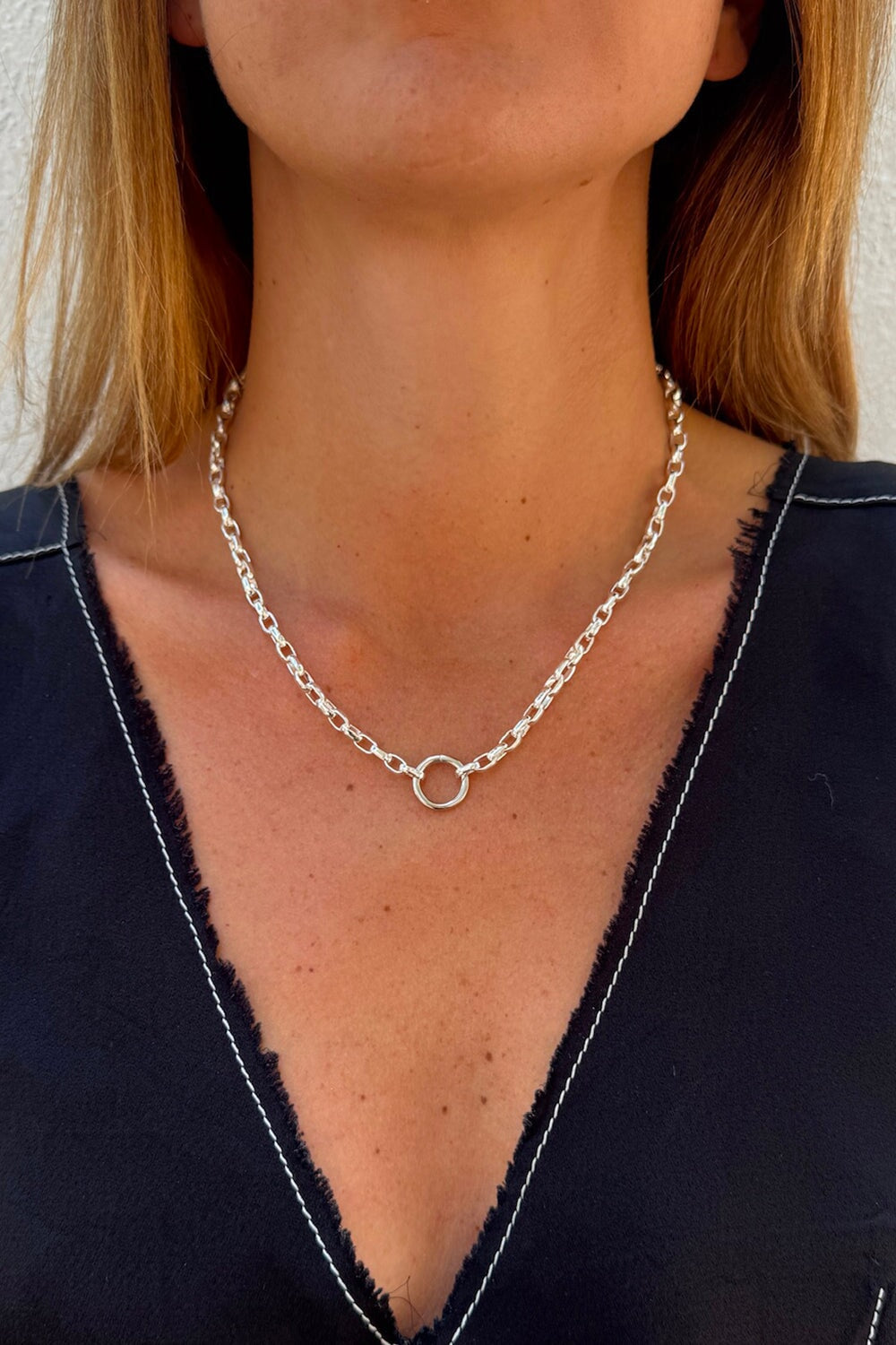 Oval Charm Loop Chain in Silver