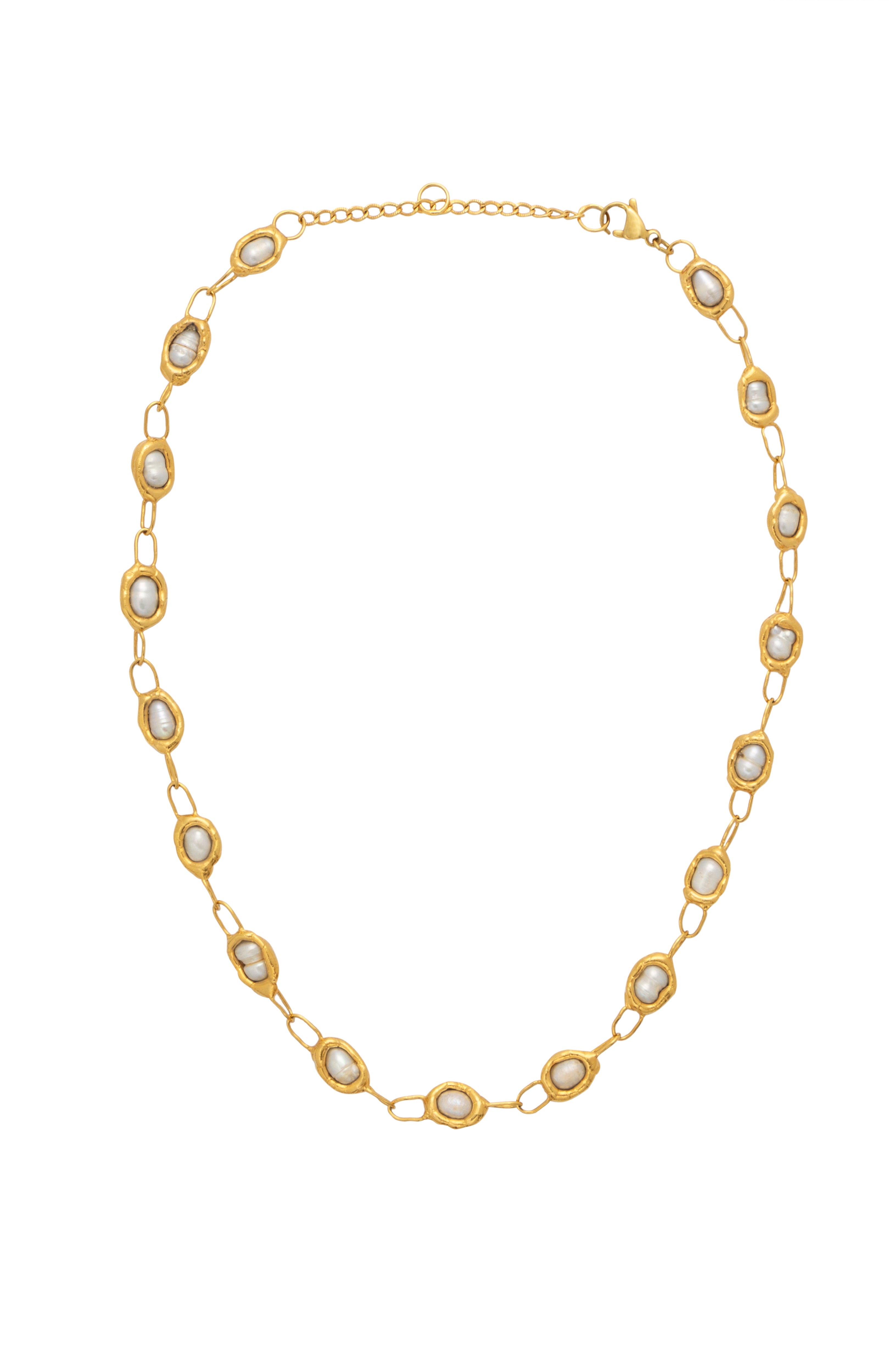 Pearl Chain Necklace in Gold
