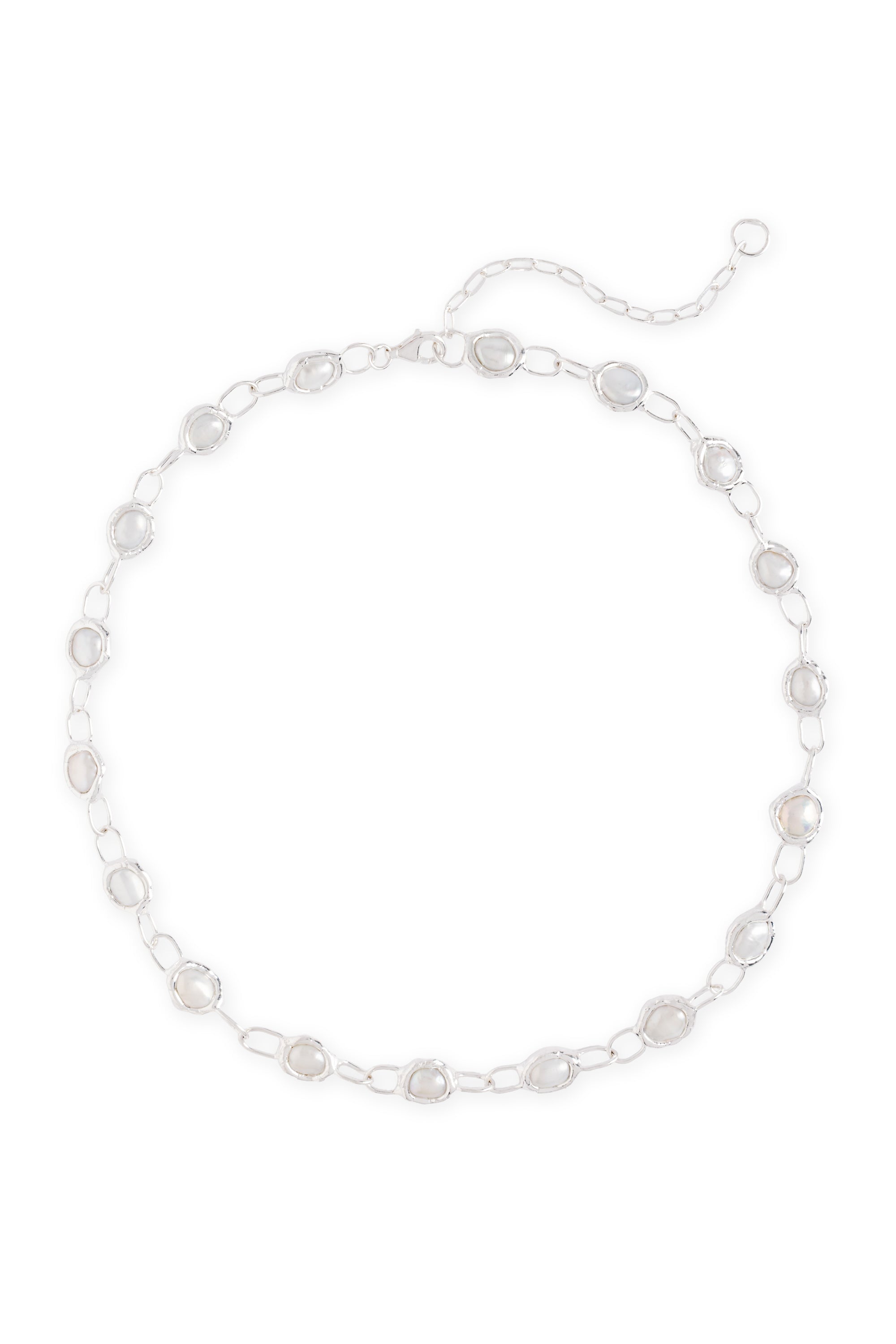 Pearl Chain Necklace in Silver