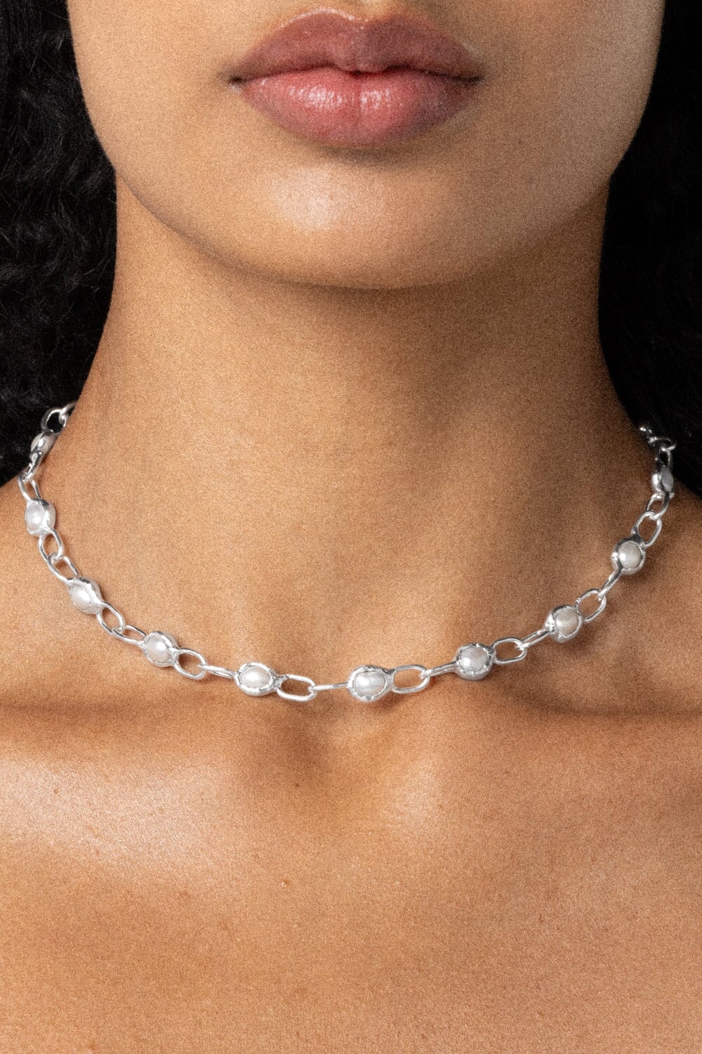 Pearl Chain Necklace in Silver