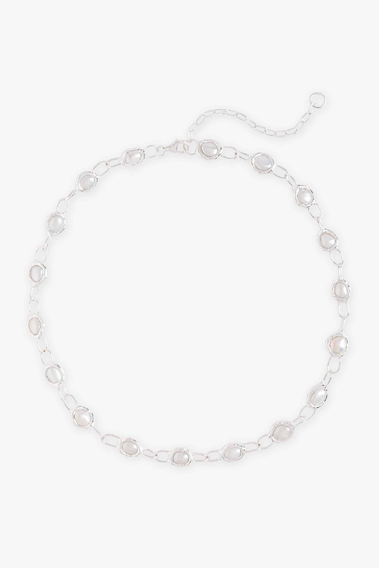 Pearl Chain Necklace in Silver