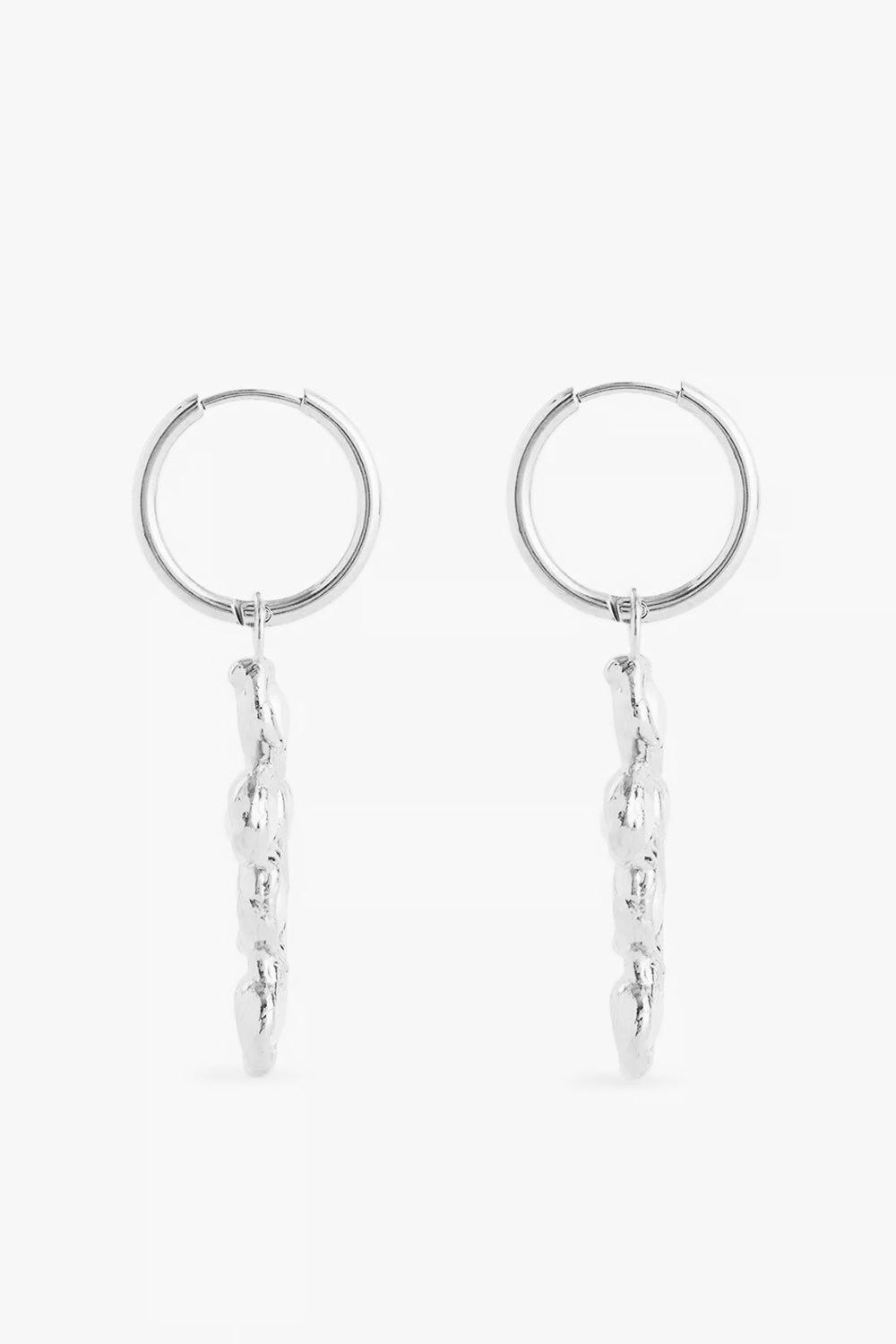 Pearl Cross Hoops in Silver