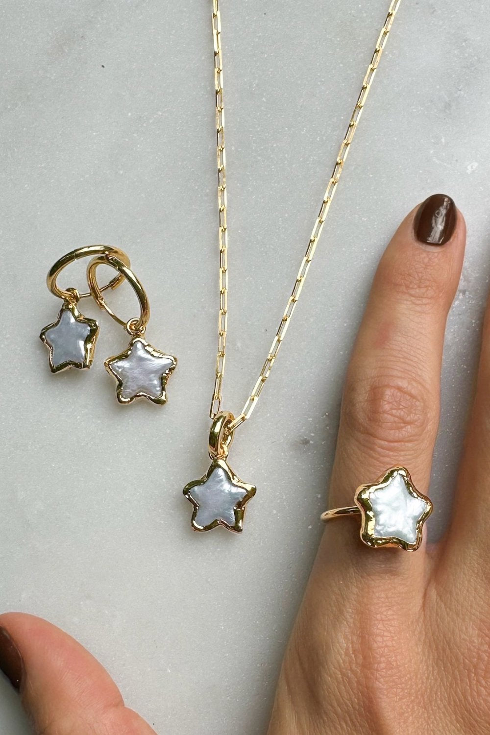 Pearl Star Charm in Gold