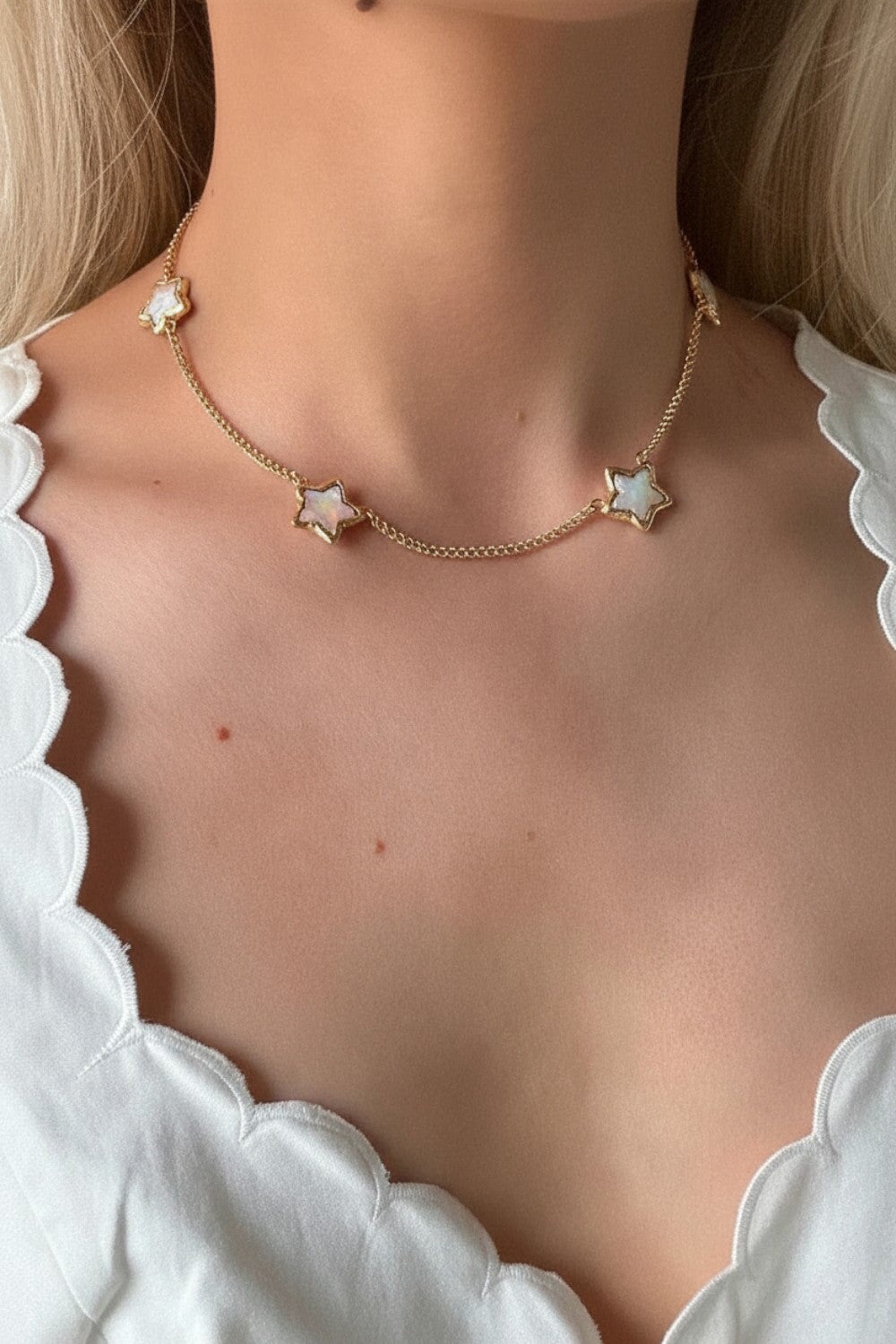 Pearl Star Necklace in Gold