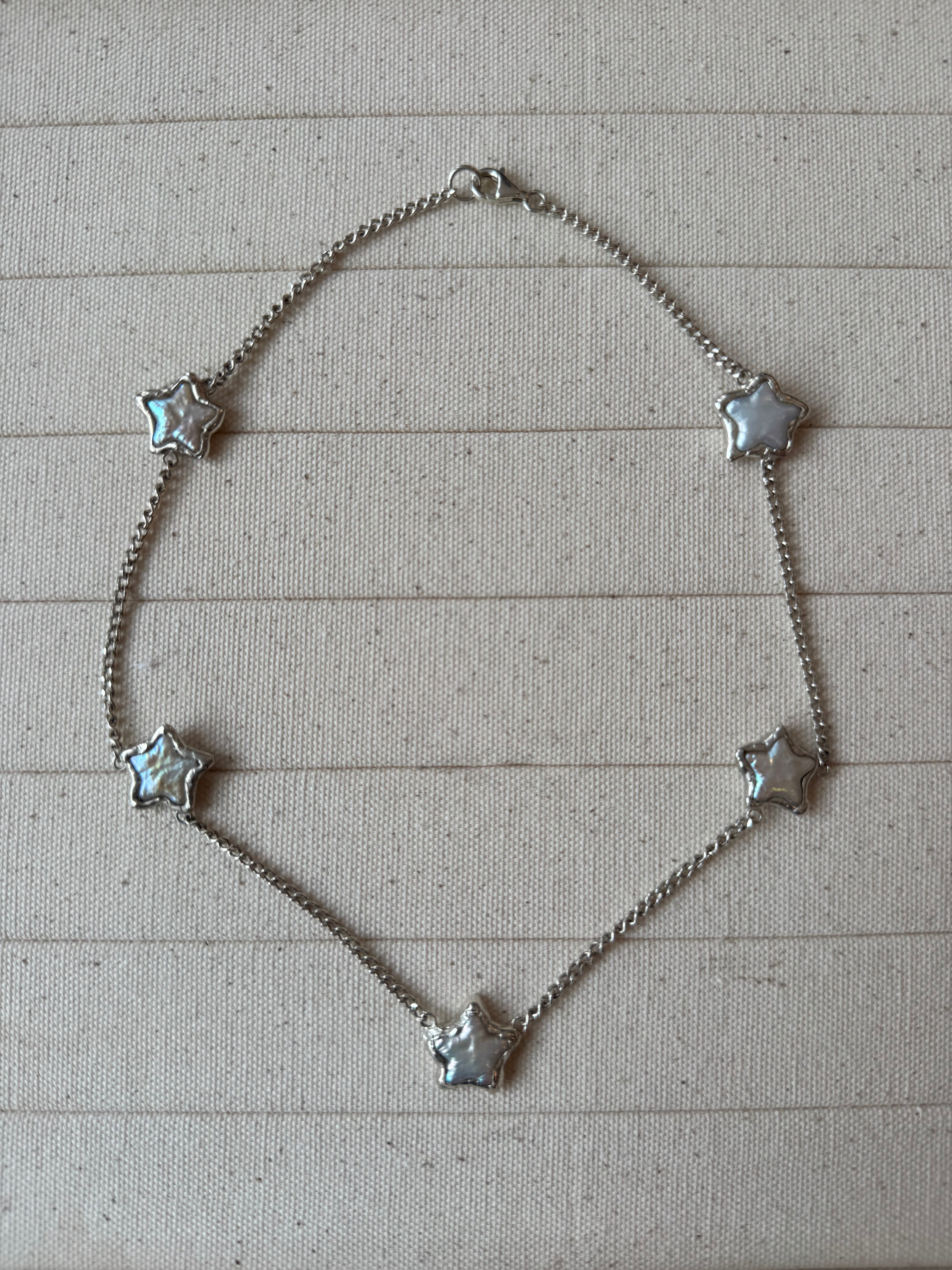 Pearl Star Necklace Silver