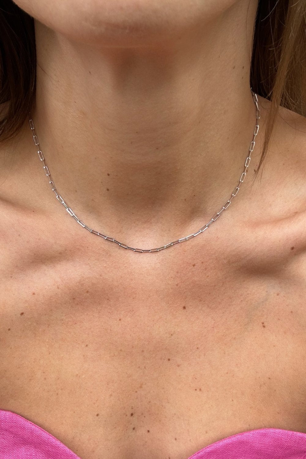 Paperclip Chain Necklace in Silver