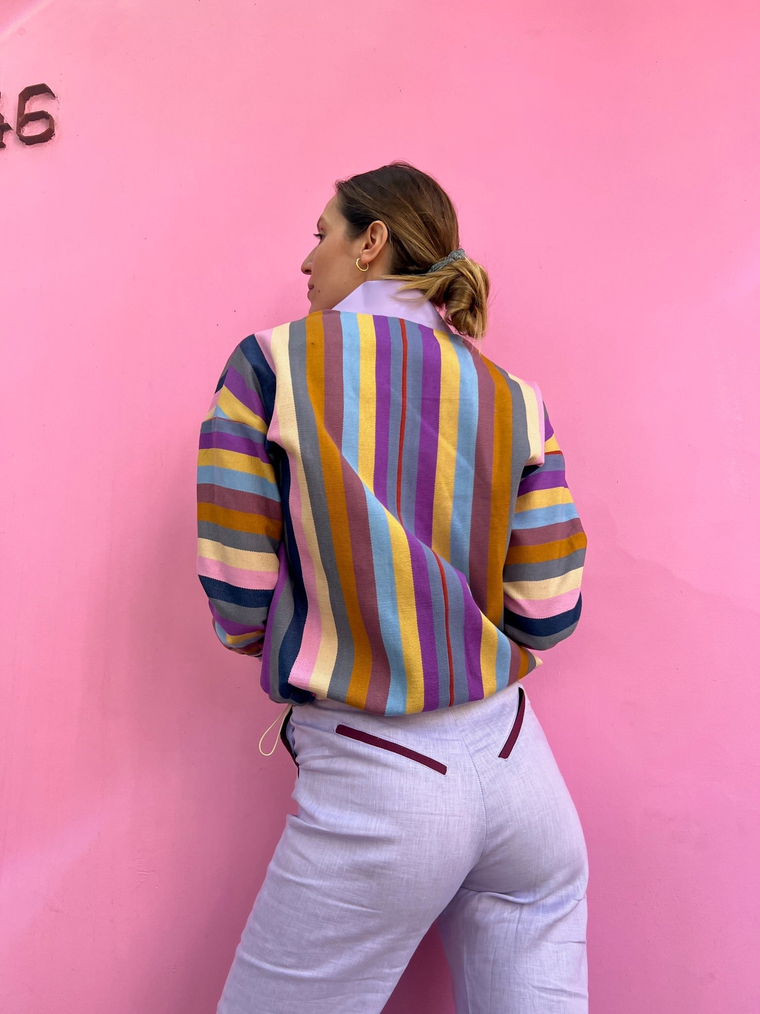 Pia Lilac Loom Bomber Jacket