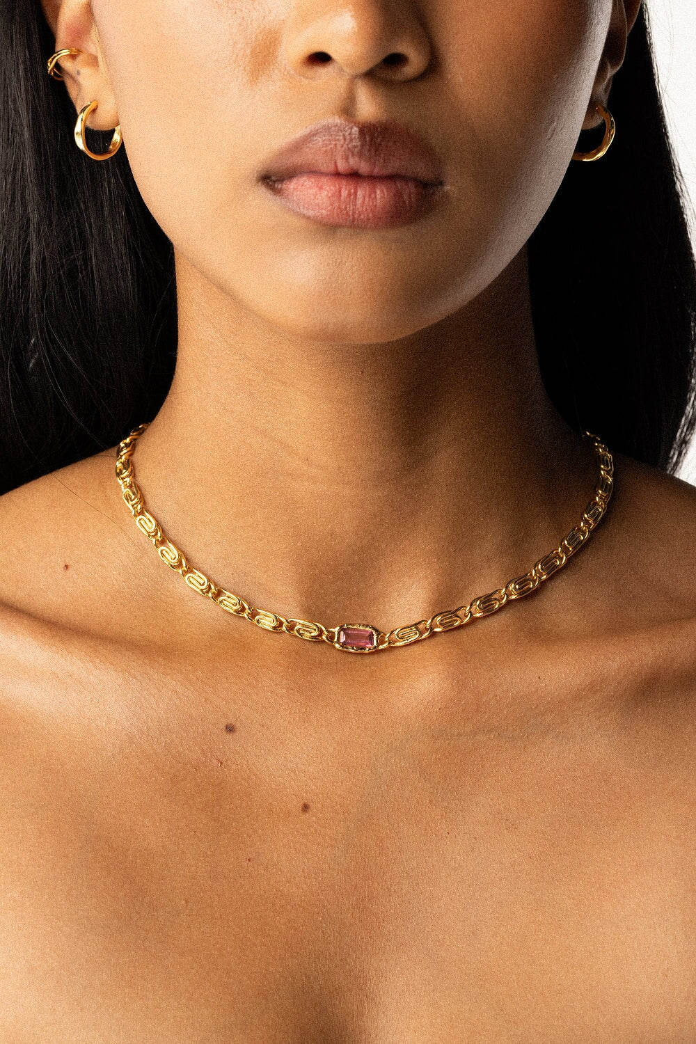 Spiral Pink Topaz Necklace