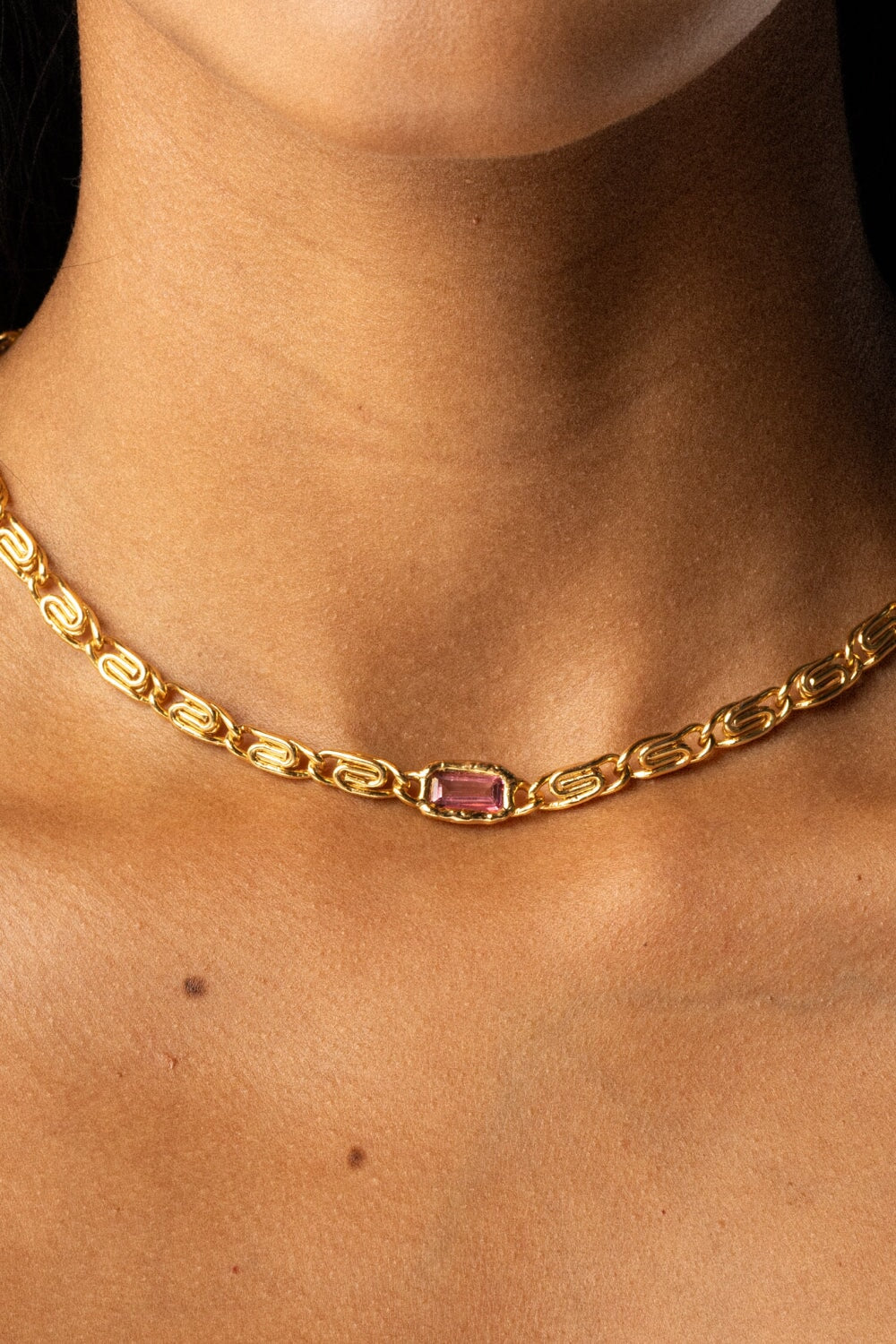 Spiral Pink Topaz Necklace