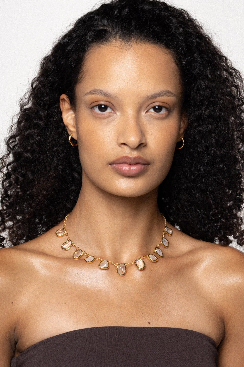 Quartz Gemstone Necklace in Gold
