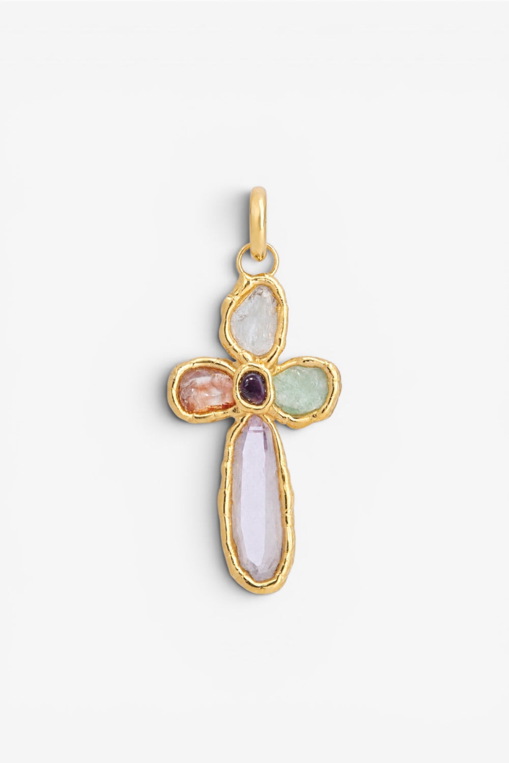 Rainbow Cross Pendant in Gold