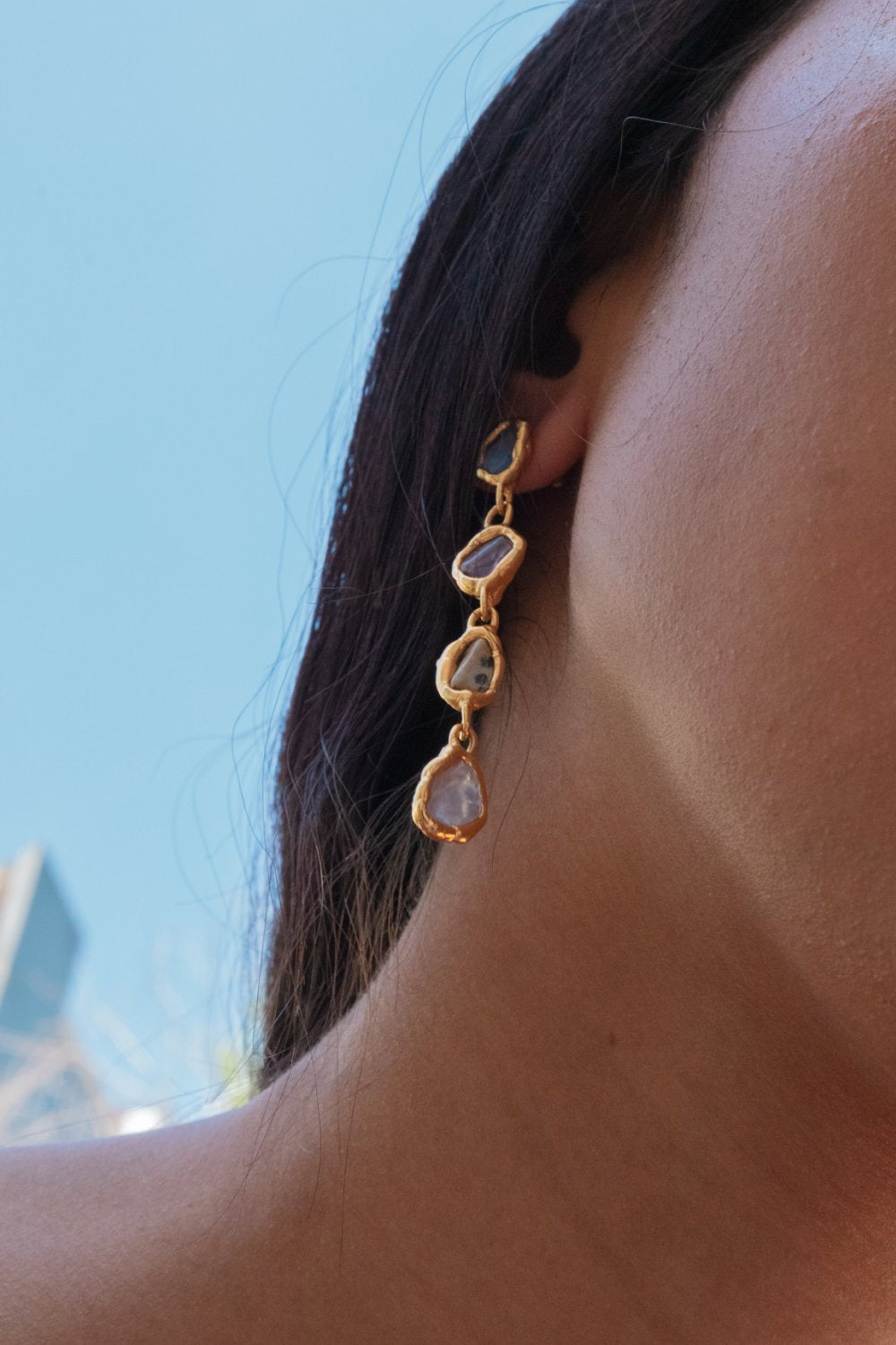 Rainbow Drop Earrings in Gold