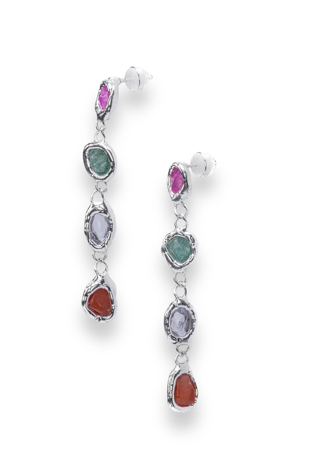 Rainbow Drop Earrings in Silver