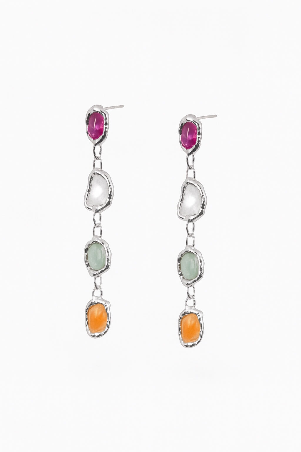 Rainbow Drop Earrings in Silver
