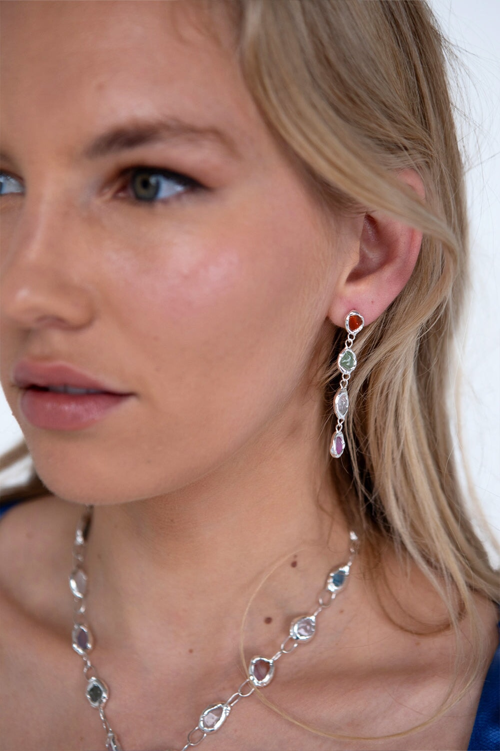 Rainbow Drop Earrings in Silver