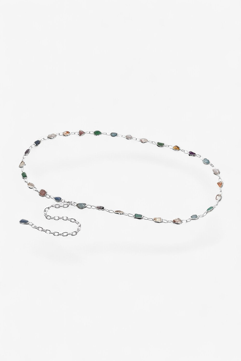 Rainbow Long Necklace & Body Chain in Silver