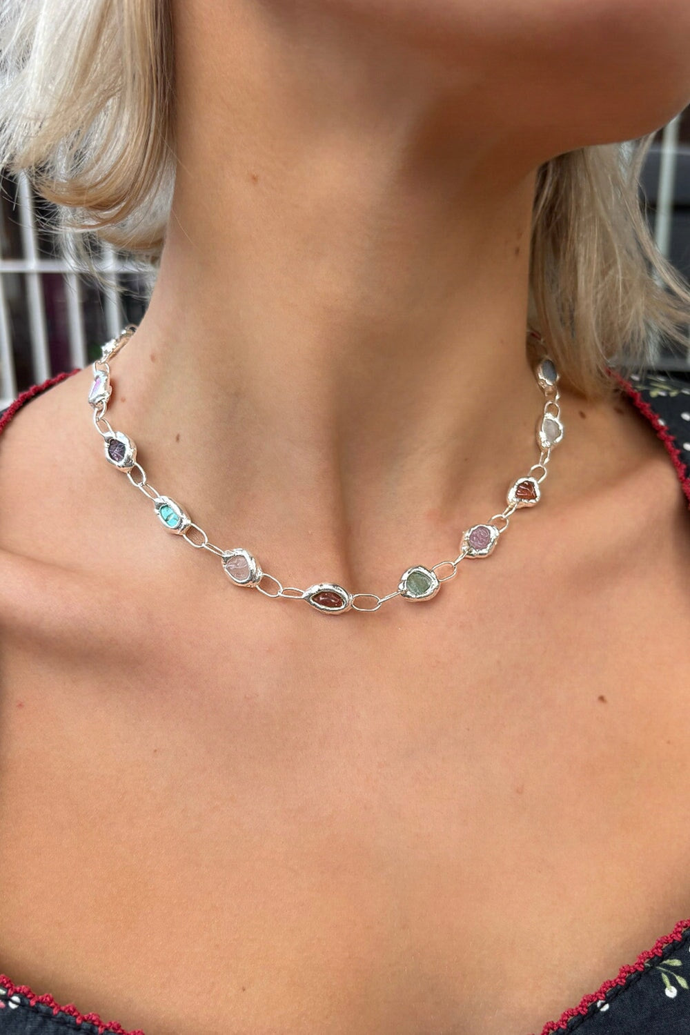 Rainbow Necklace in Silver