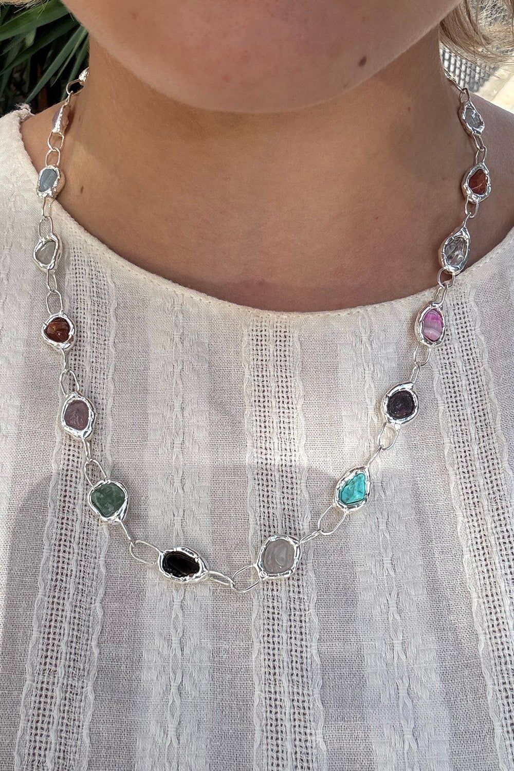 Rainbow Necklace in Silver