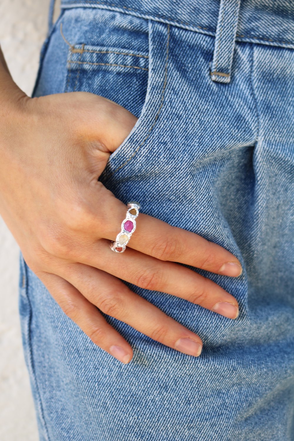 Rainbow Ring in Silver