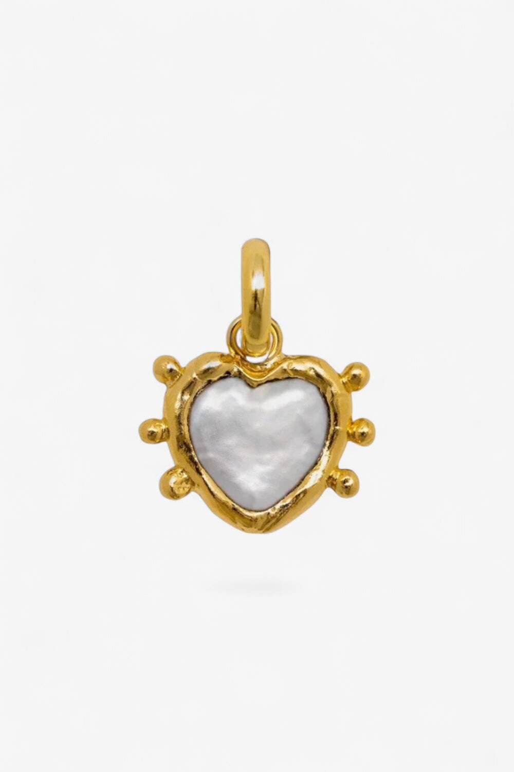 Sacred Heart Pearl Charm in Gold