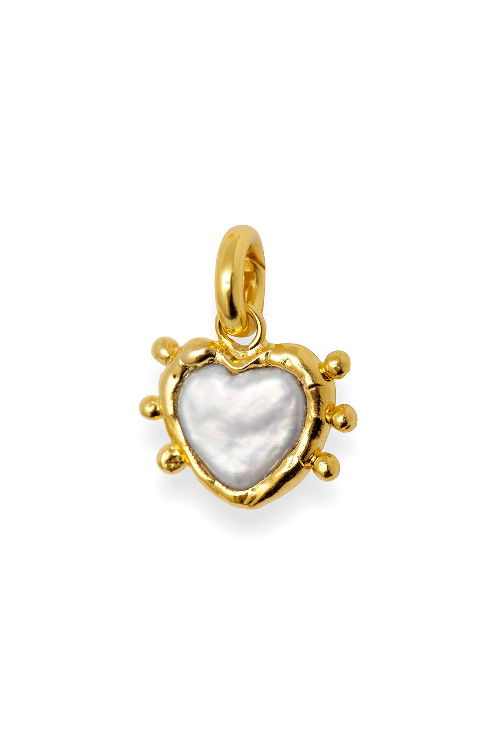 Sacred Heart Pearl Charm in Gold