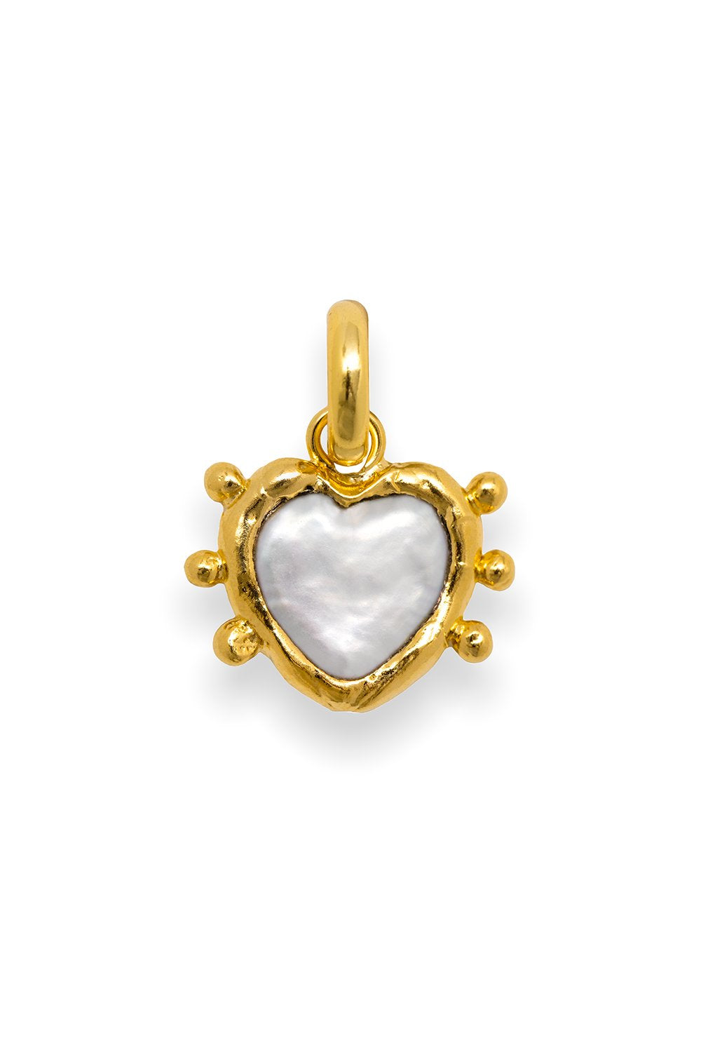 Sacred Heart Pearl Charm in Gold