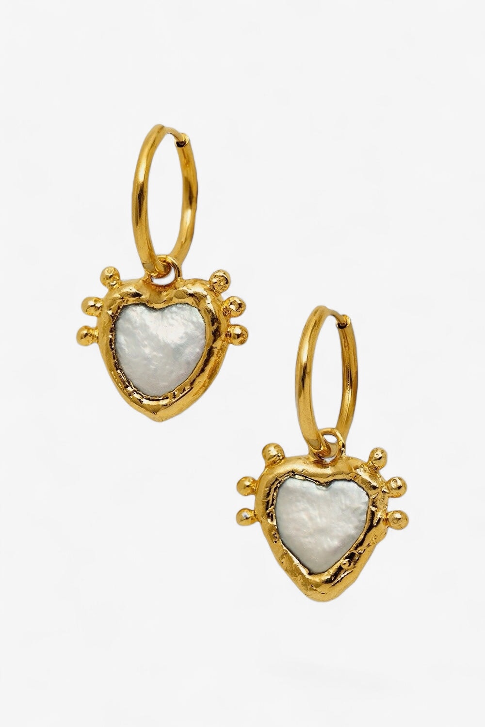Sacred Heart Pearl Hoops