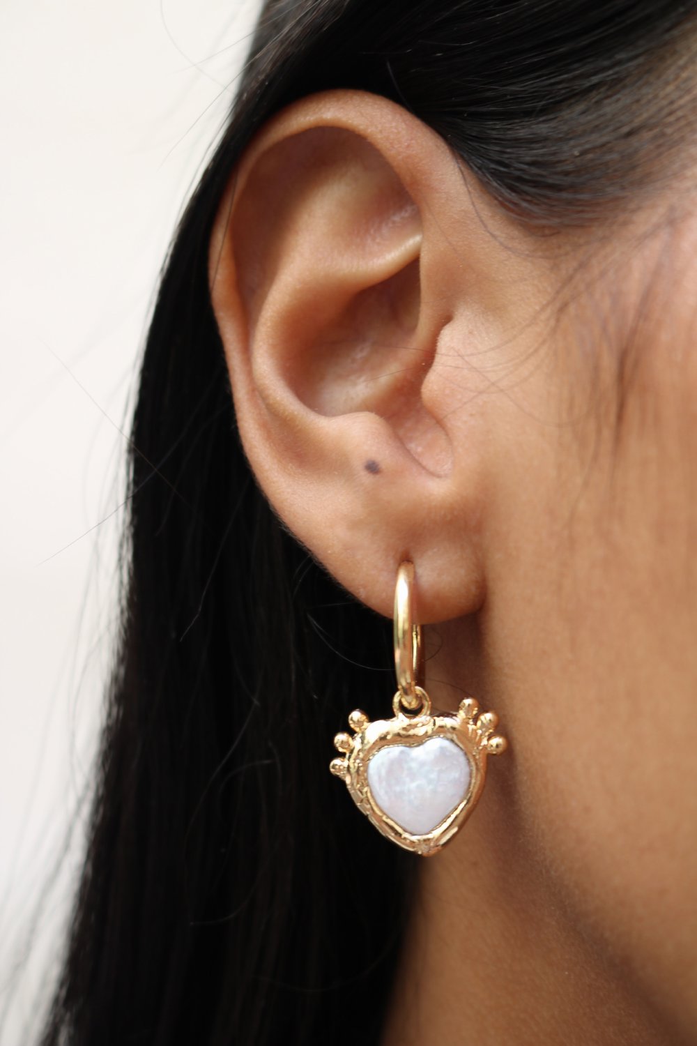 Sacred Heart Pearl Hoops