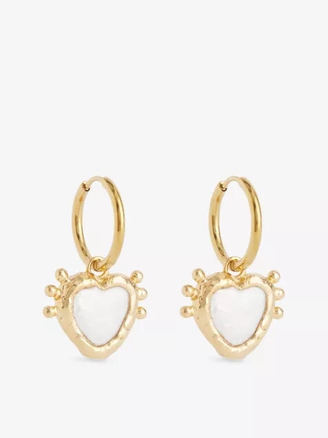 Sacred Heart Pearl Hoops