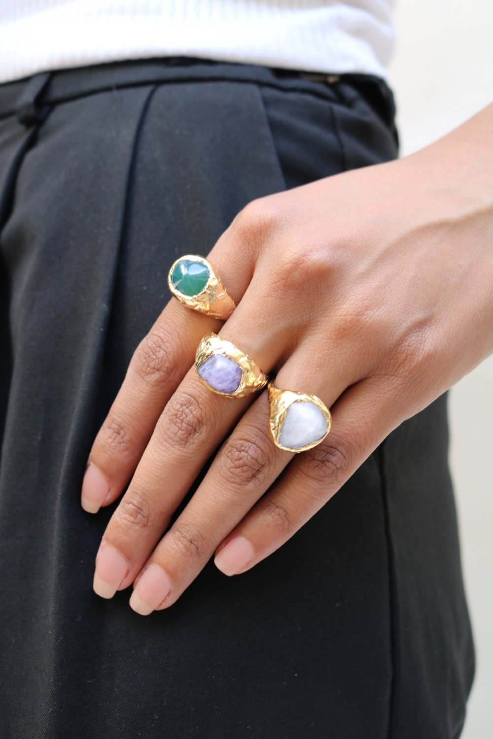 Rose Quartz Selena Ring in Gold