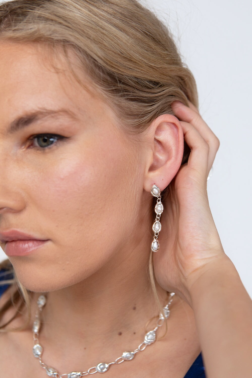 Silver Pearl Drop Earrings