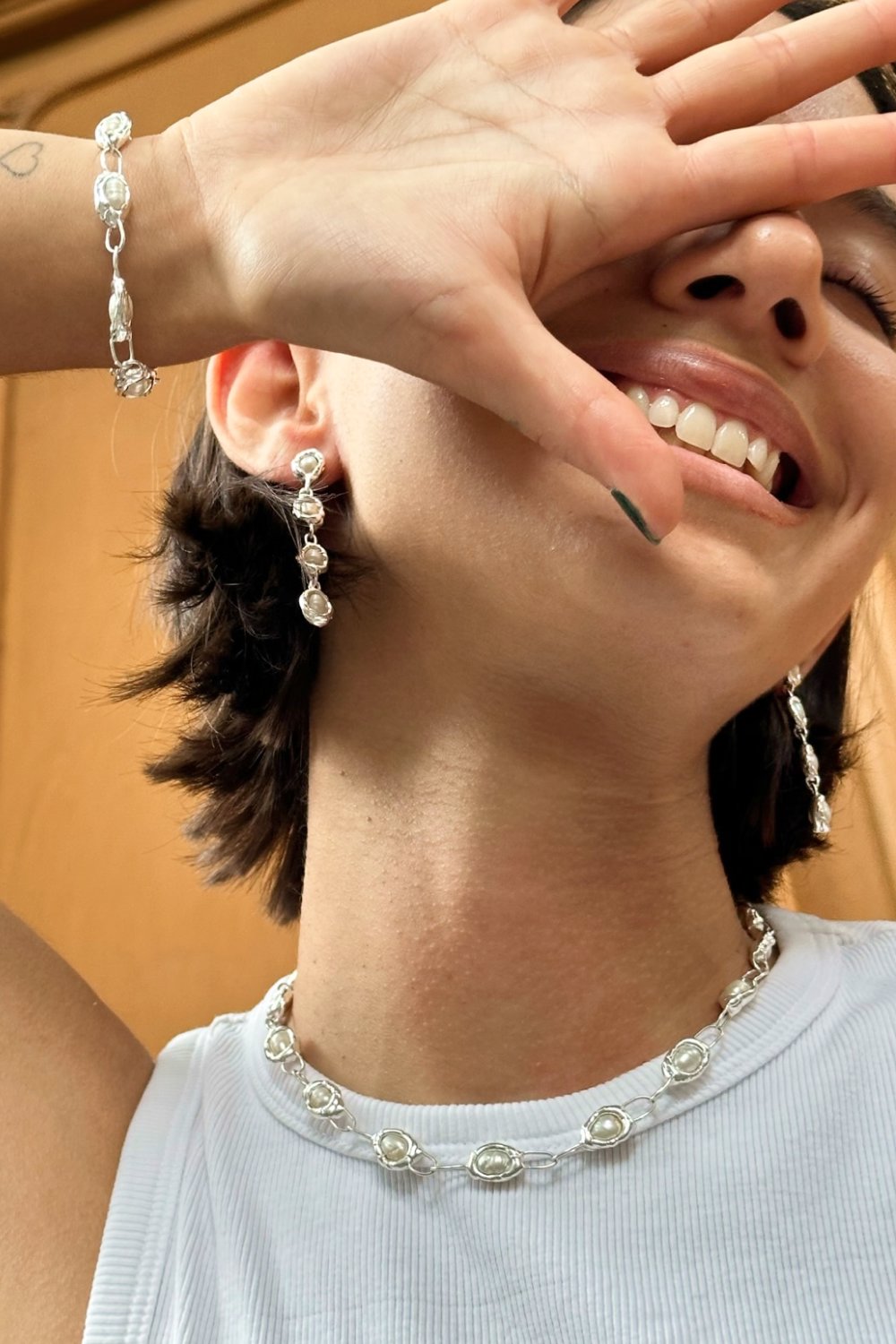 Silver Pearl Drop Earrings