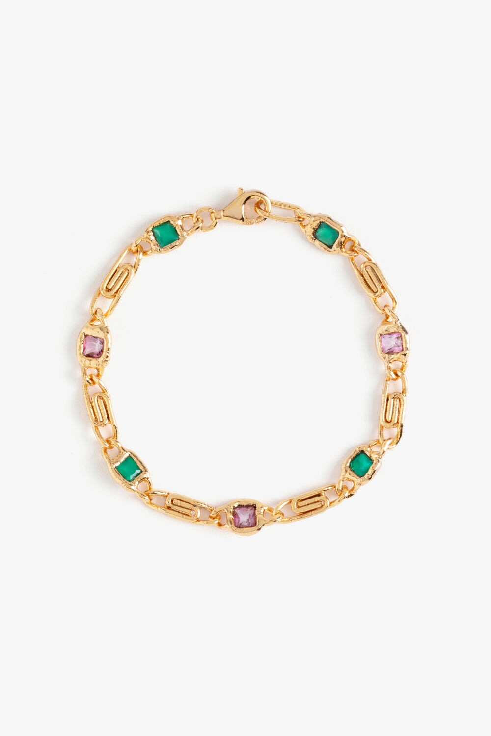 Spiral Bracelet Pink Topaz and Green Agate