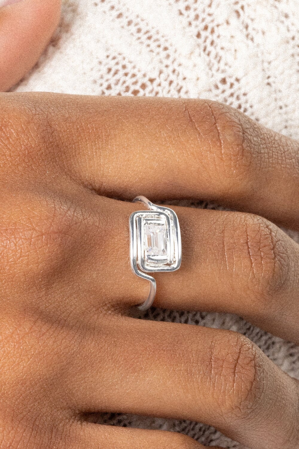 Spiral Ring White Topaz