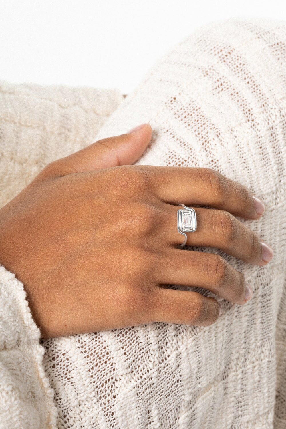 Spiral Ring White Topaz
