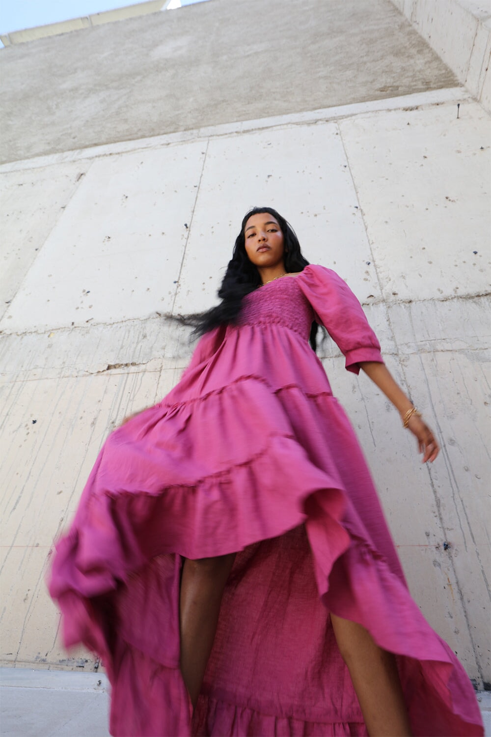 Frida Dress in Raspberry Linen