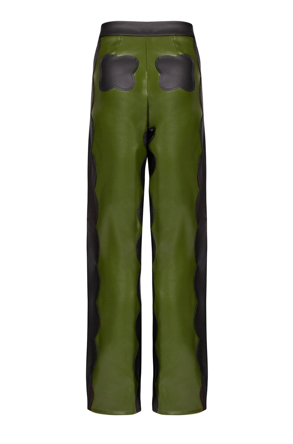 Khaki Scallop Trousers In Cactus