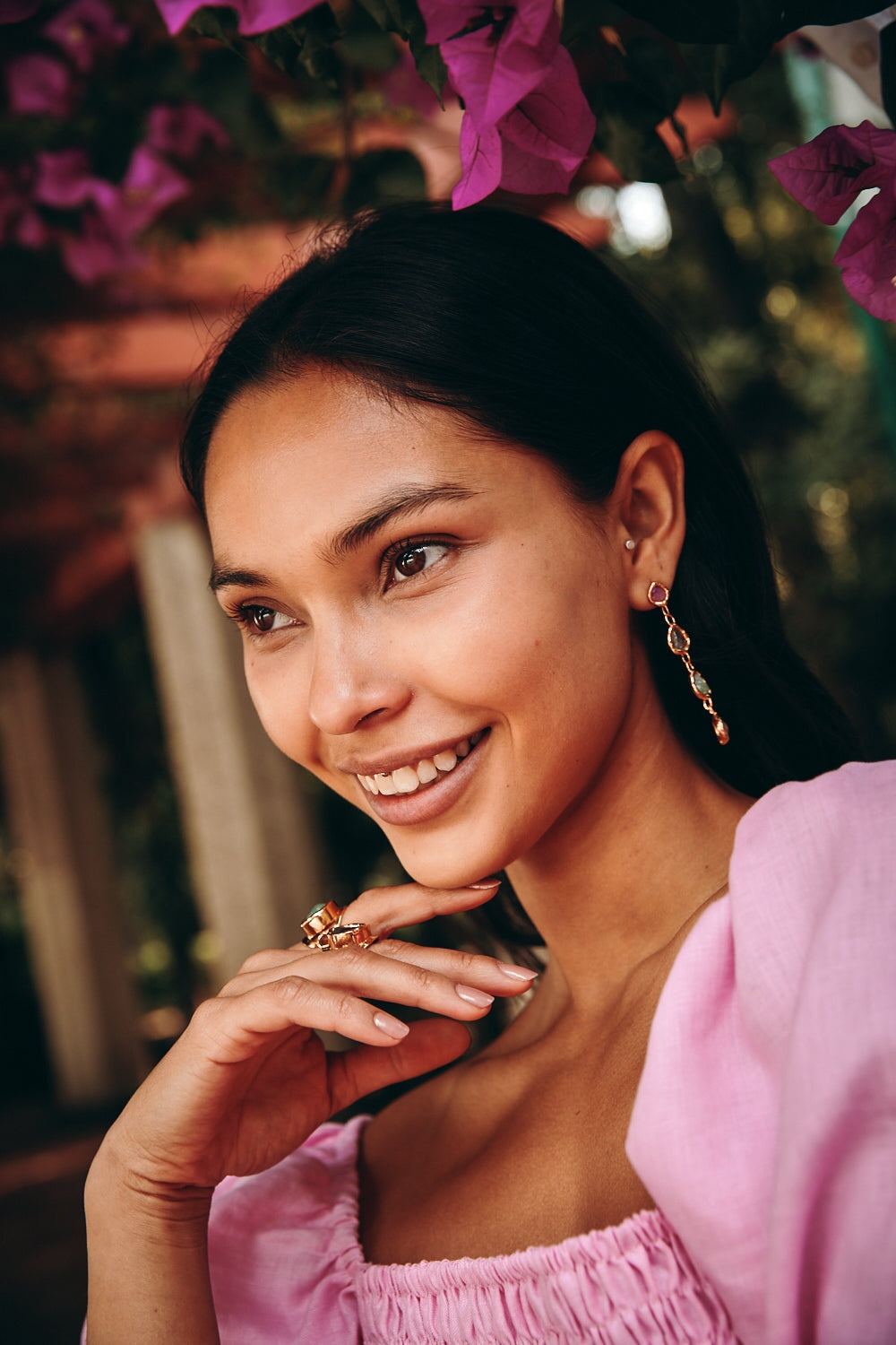 Rainbow Drop Earrings in Gold